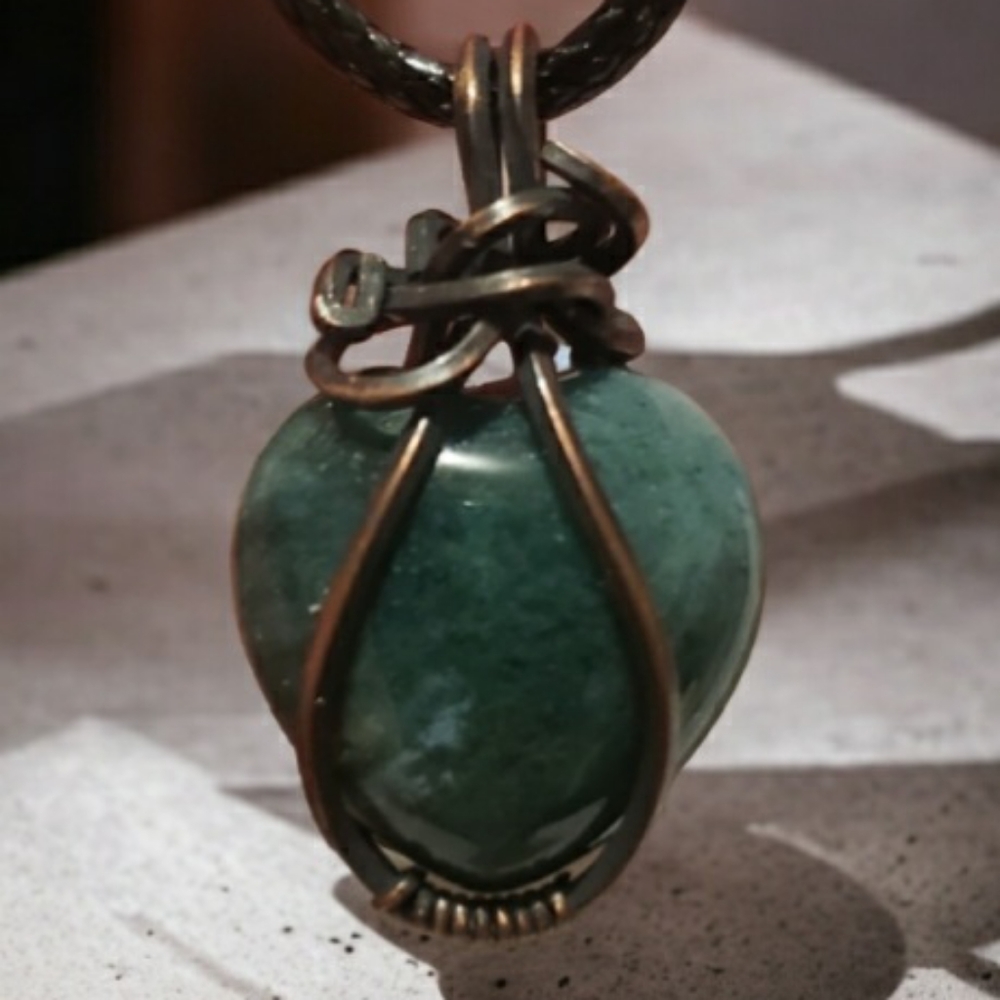 Moss Agate Heart Pendant Necklace
